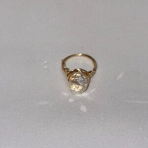 Elegant Gold Ring with Clear Gemstone. Handmade.